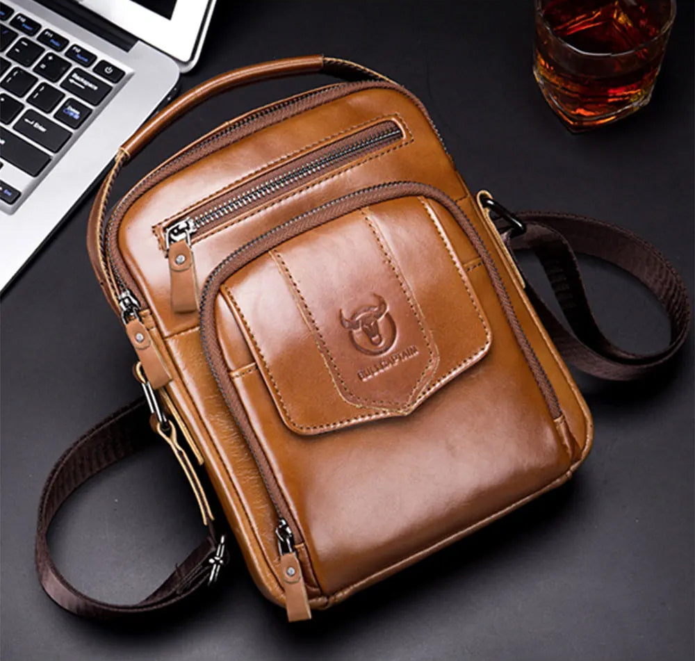 Bolsa Mensageira de Couro Genuíno Premium para Homens - Estilo Crossbody de Qualidade Superior