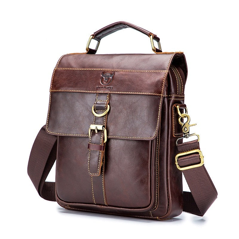Bolsa Transversal Masculina em Couro Genuíno - Estilo Maleta Mensageiro