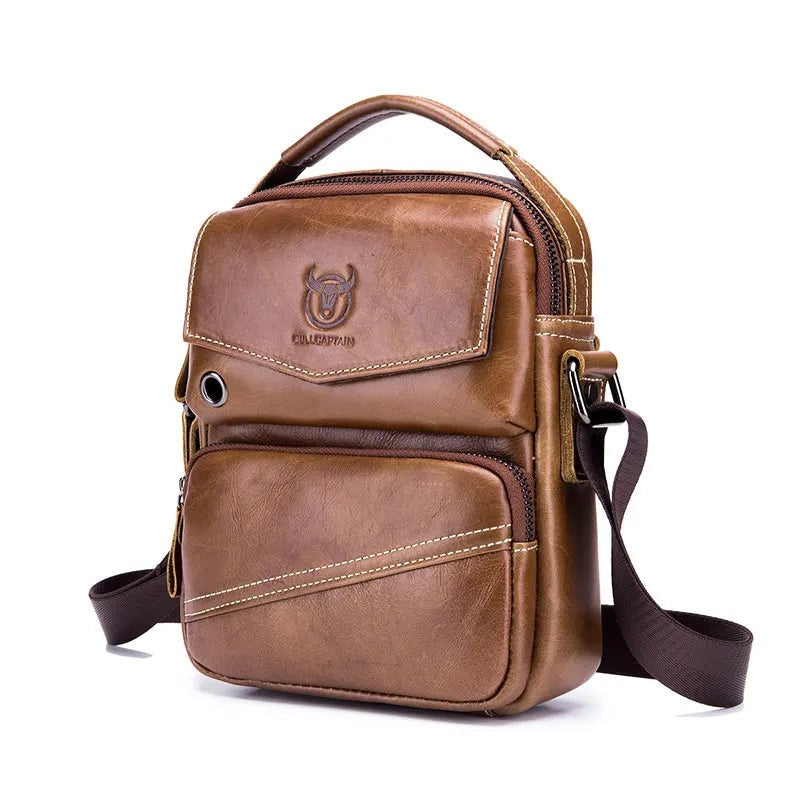 Bolsa Masculina de Ombro em Couro de vaca Genuíno Vintage - Estilo Casual e Executivo