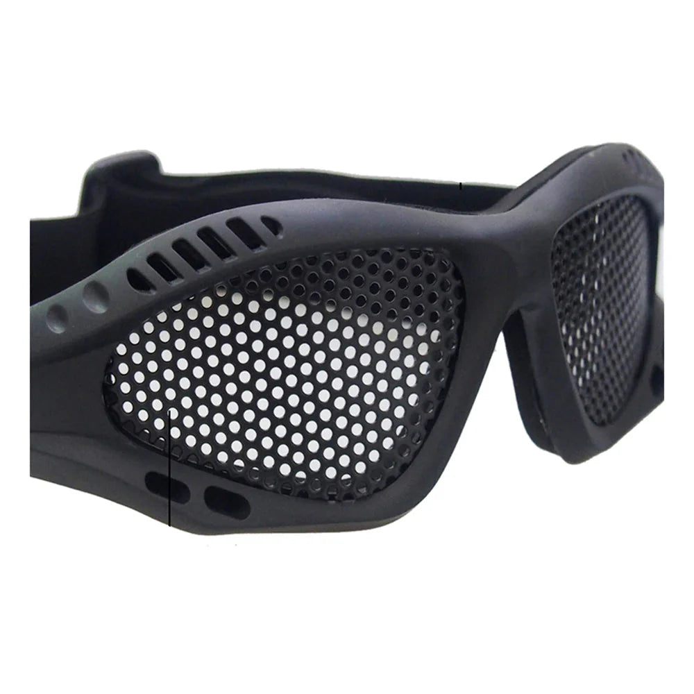Óculos táticos de proteção ocular para atividades ao ar livre com lentes de malha metálica - antiembaçante