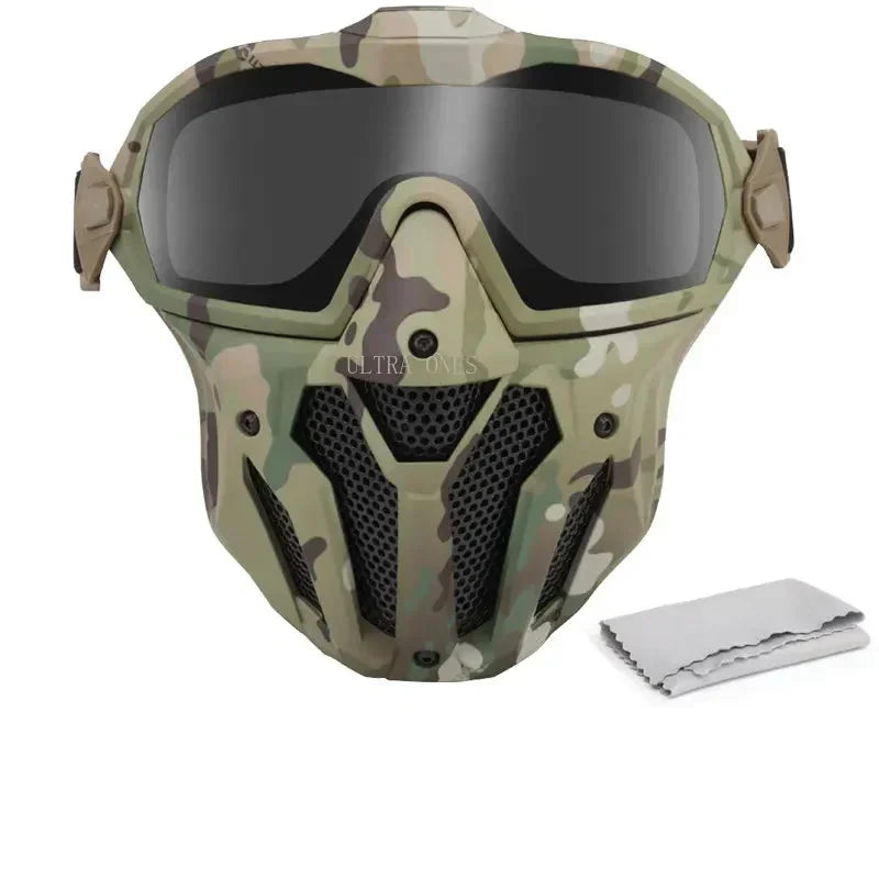 Máscara de Tiro com Óculos Removíveis e Ventilação Antiembaçante – Proteção Completa