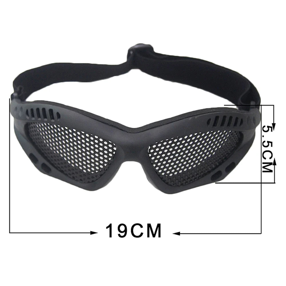 Óculos táticos de proteção ocular para atividades ao ar livre com lentes de malha metálica - antiembaçante