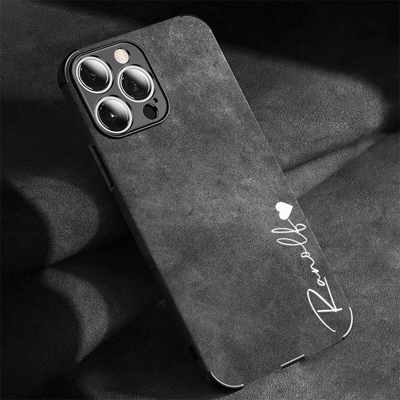Capa Personalizável de Couro Genuíno para Iphone Resistente a Impactos - Nome Personalizável