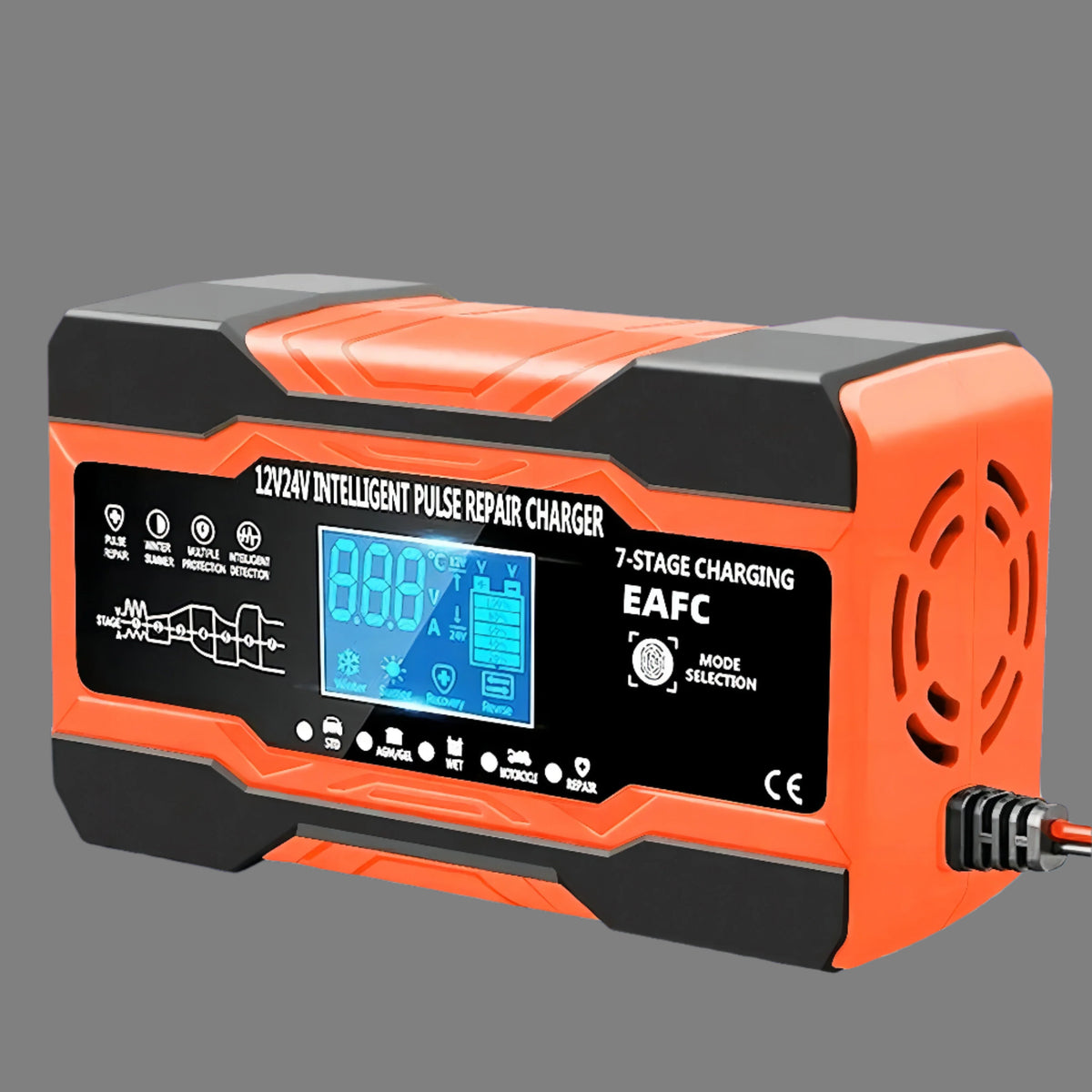 Carregador Inteligente de Bateria Automotiva 12V/24V 10A/12A - Carga Rápida e Eficiente para Carros