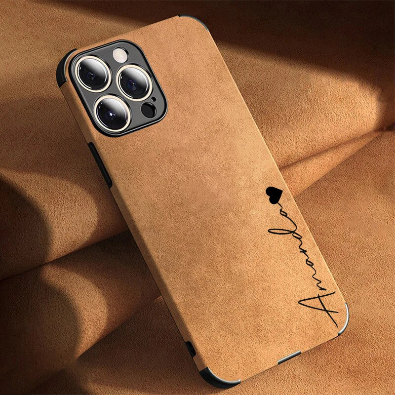 Capa Personalizável de Couro Genuíno para Iphone Resistente a Impactos - Nome Personalizável