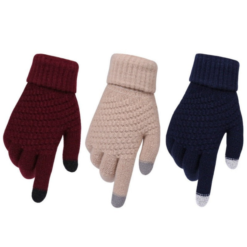 Luvas de Malha de Cashmere Feminina para Frio - Com Toutch
