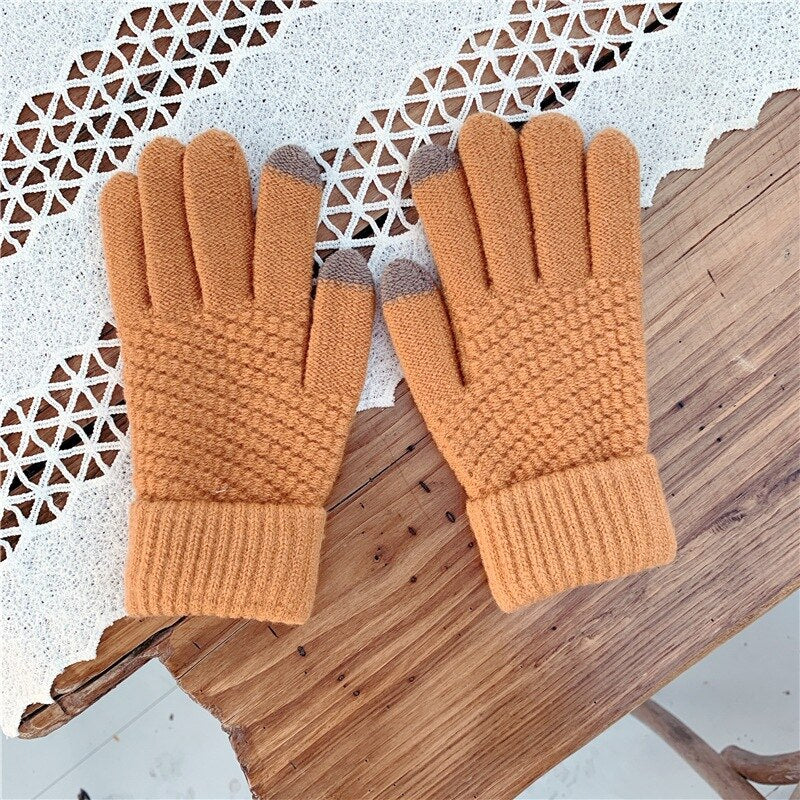 Luvas de Malha de Cashmere Feminina para Frio - Com Toutch