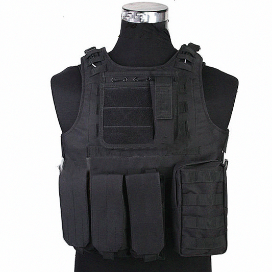 Colete Militar Tático Profissional com Placa de Proteção - Revestido com Bolsos