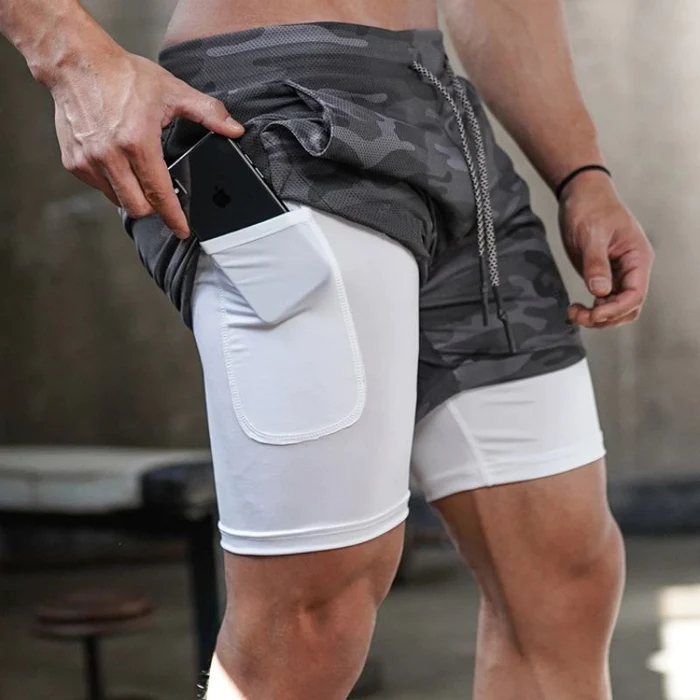 Bermuda masculina para Treino 2 em 1 Maxforce : Short Profissional camuflado